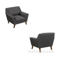 Sofa Santai Kain Abu-abu Satu Kursi Ruang Tamu dengan Kaki Kayu Solid